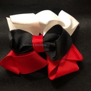 Red, White & Black 4 1/2" Octopus Bow  5B1776  Handmade NWT Boutique